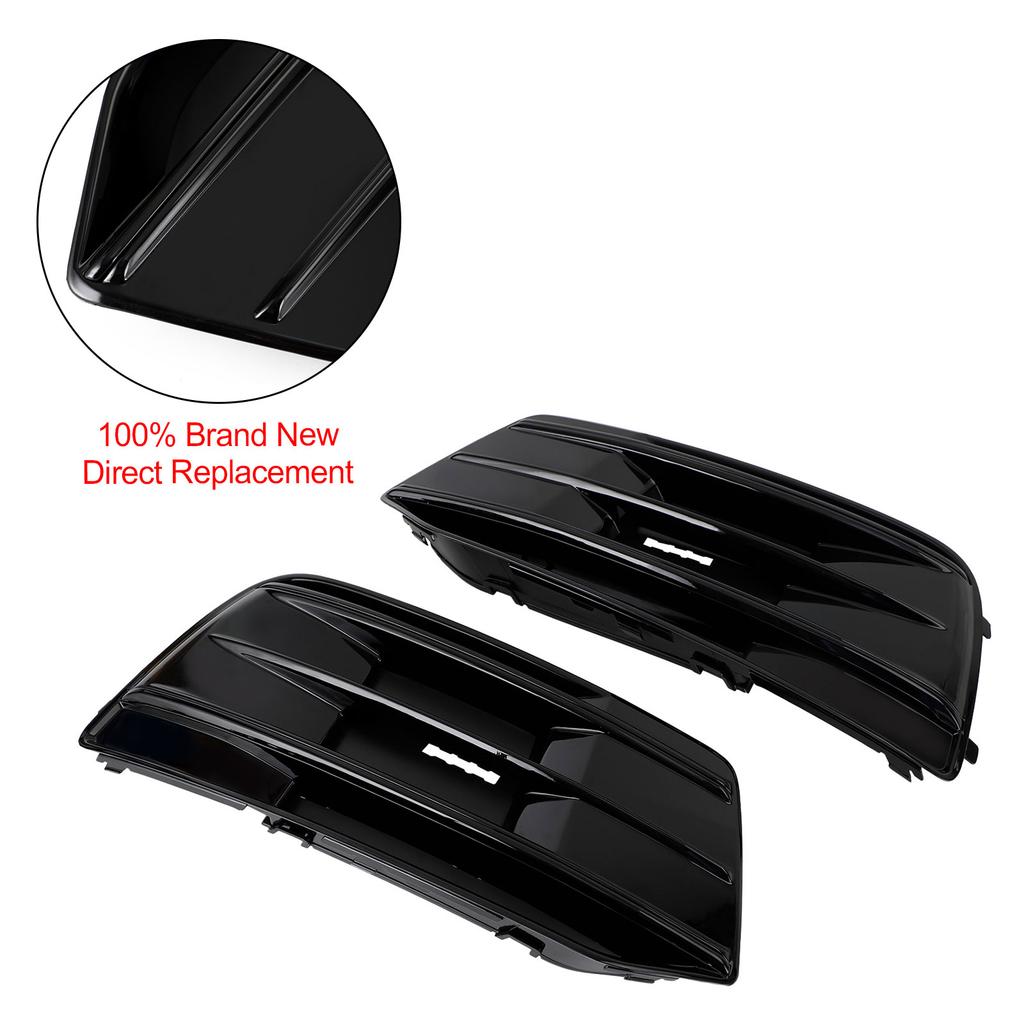 2PCS Front Bumper Cover Grille Bezel Insert 80A807679D 80A807679DRU6 fit for Q5 2018-2022 Gloss Black