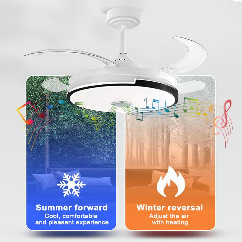 6-gear Adjustment Invisible Fan Ceiling Fan With Light Household Bedroom LED Lighting Electric Fan Bluetooth Audio Fan Light