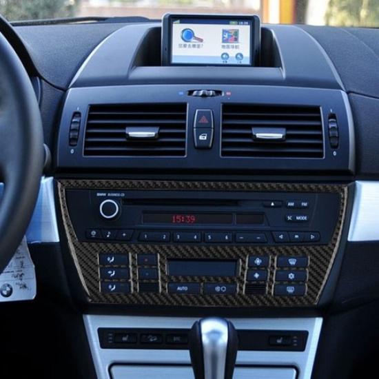 For BMW X3 E83 2004-10 Carbon Fiber Interior Console CD Panel Trim Cover Sticker