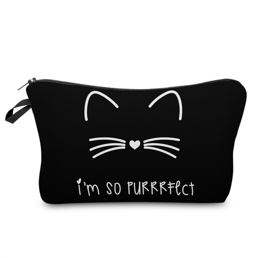 Women Cat Print Cosmetic Bag Toiletries Organize Travel Storage Case  6427