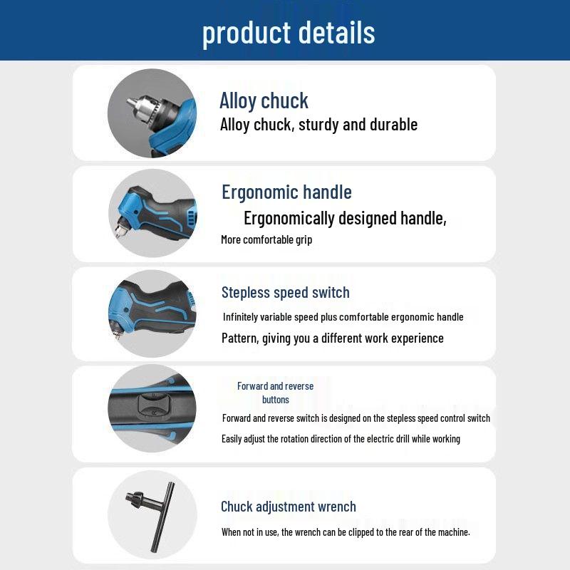 Multi-Functional 90° Angle Brushless Handheld Electric Drill & Right Angle Screwdriver