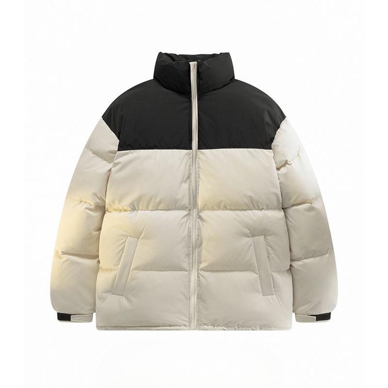 Kurtka bawełniana zimowa Light Board Modny design dla mężczyzn i kobiet Zmysł designu Blokowanie kolorów Stójka Kurtka bawełniana Kurtka codzienna Kurtka puchowa