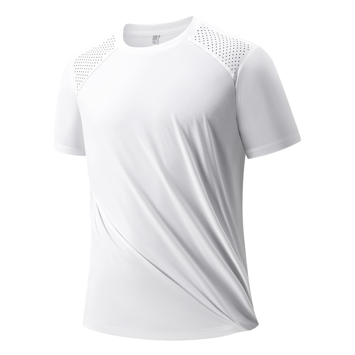 

Cool Ice Silk Short-sleeved T-shirt Men s Thin Half-sleeved Tops Loose Men s Clothing XXXL білий