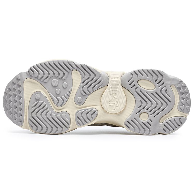 Fila Fusion Raccoon Fabric Synthetic Leather Trendy Low-Top Dad Shoes Men Sneaker Beige Silver T12M231121FAS