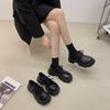 British style black platform shoes women's spring and summer new niche with skirt small leather shoes lace-up versatile single shoes