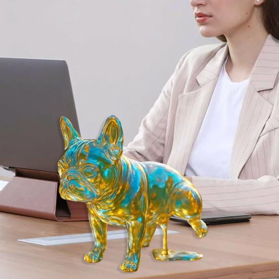 Middle Finger Bulldog Statue Resin Flip-off French Bulldog with Sunglasses Peeing Bulldog Desk Ornament Gag Gift for Dog Lovers