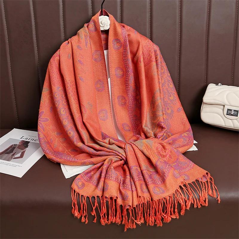 

Women Paisley Scarf Cashmere Feeling Pashmina Shawls Tassel Hijab Head Wraps Femme Winter Scarves Foulard Bufanda 2024