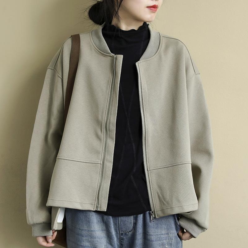 Women's Plus Size Short Jacket for Spring & Autumn Trendy Ins Style Baseball Jacket Sweatshirt Loose Top for Women