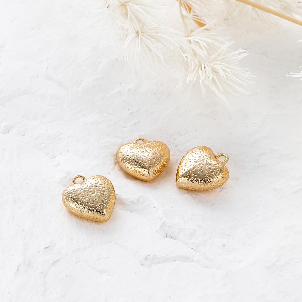4pcs 12MM 18K Gold Color Brass Heart Charms Pendants Jewelry Making Supplies Diy Bracelet Necklace Earring Findings Accessories