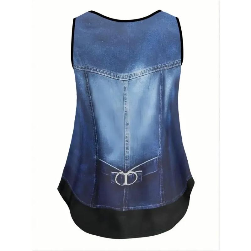 Summer Women's Sleeveless Vest Creative Color Printing Comfortable Soft Fashionable Versatile Vest