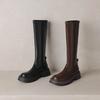 Krazing Pot Microfiber Autumn Winter Shoes Thick Bottom Platform Size 43 Long Boots Zipper Punk Style Thigh High Boots