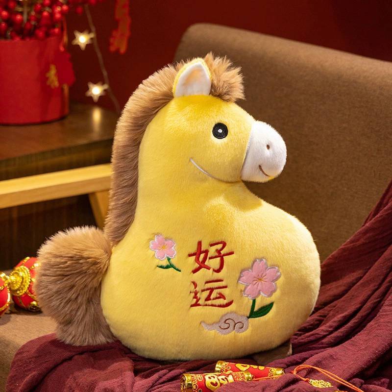Chaveiro de Pônei de Pelúcia da Sorte do Ano do Cavalo Com Pelúcia Curta Macia Para Presente Coleção