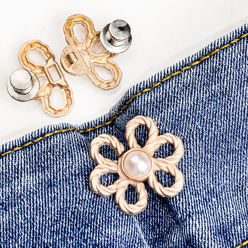 Verstellbarer Taillengürtel mit sechsblättriger Blume – nahtlos, abnehmbarer Knopf zum Festziehen der Hose