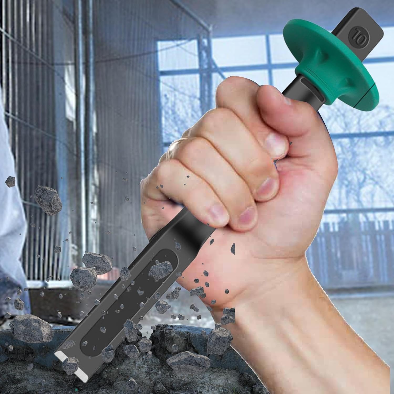 6/8/10/12 Inch Chrome Vanadium Steel Flat Chisel with Hand Guard for Stone Masonry Concrete Engraving Cutting Tool 6 inch