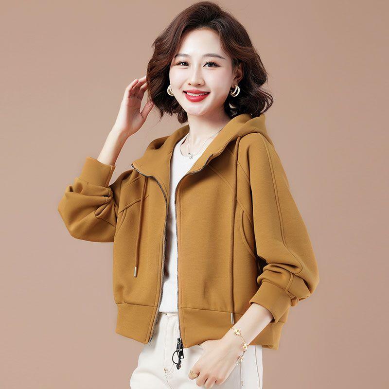 Versatile Hooded Sweatshirt for Women, Fashionable Short Zip Jacket Outfits