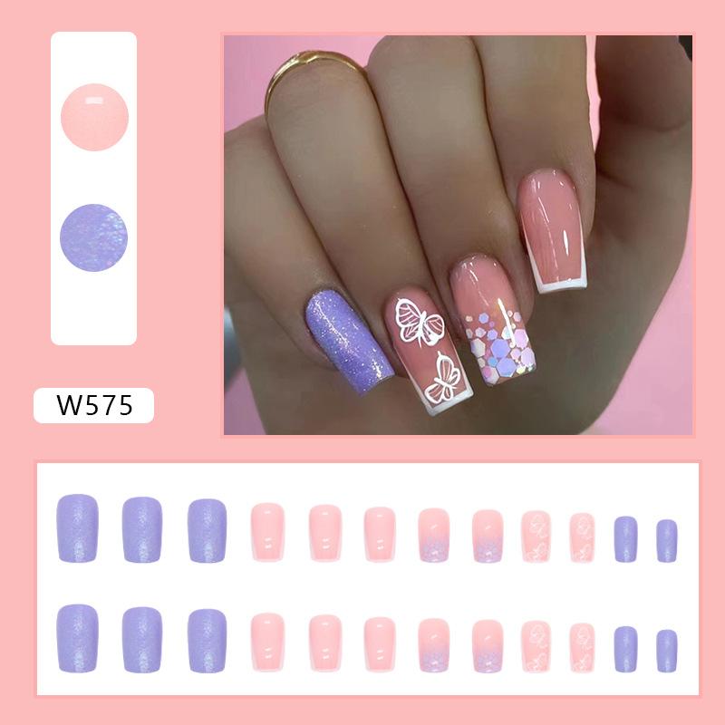 Summer Colorful Fresh And Cute Flowers European And American Fake Nails Solid Color Matte Nail Art Pieces Fashion Wear Nail
