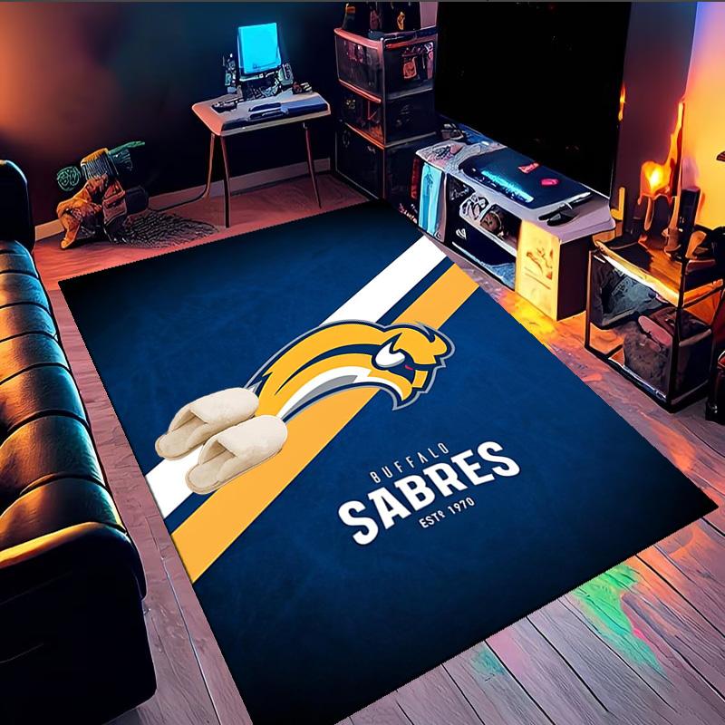 Sabres Hockey Team Spirit Area Rug Suitable for Indoor And Outdoor,Carpets for Kitchens, Homes, Offices, Living Rooms,Home Decor,Christmas Gift