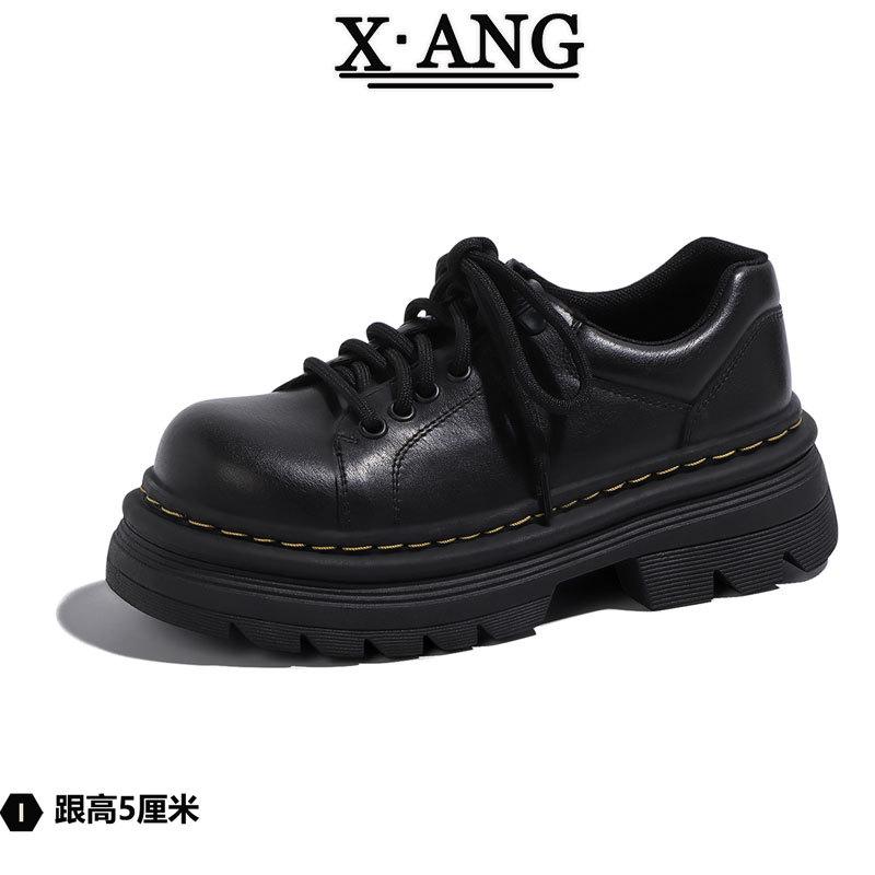 

Genuine leather British style small leather shoes Derby shoes 2025 spring new retro versatile thick sole heightening Mary Jane women s shoes 35