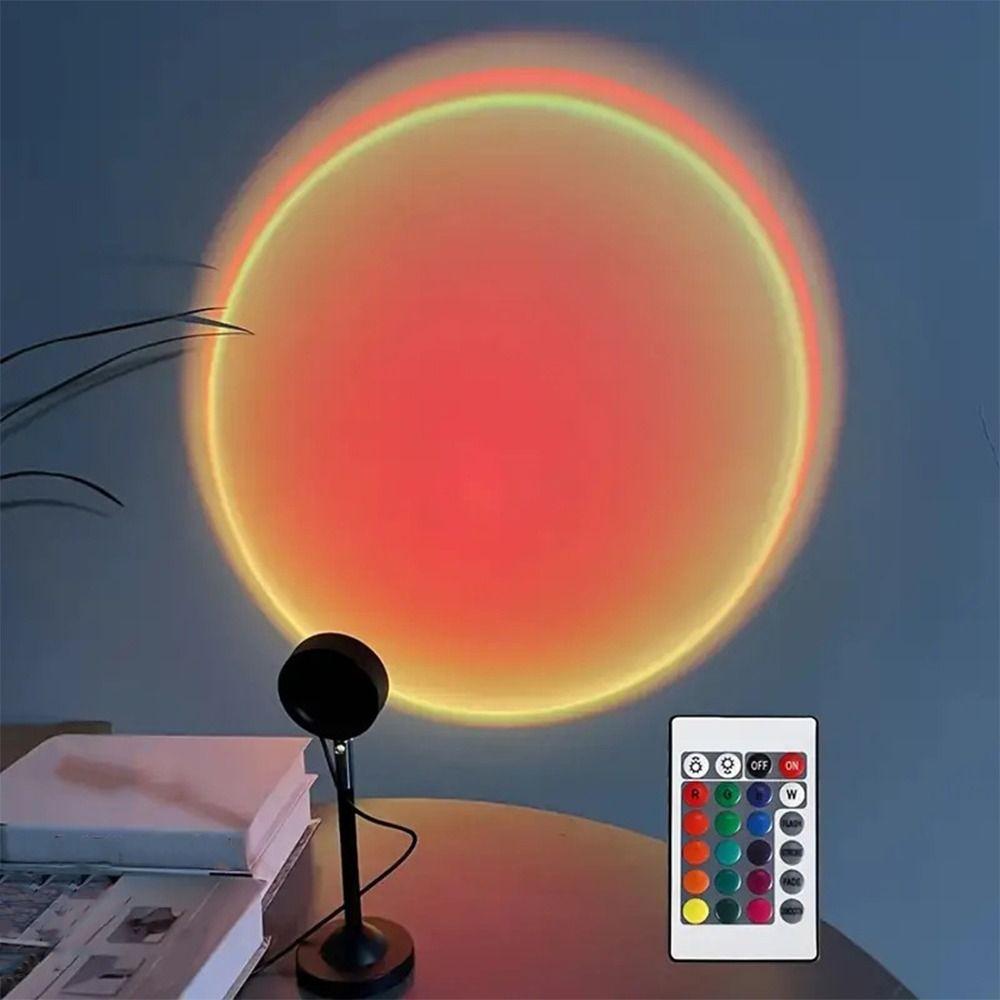 16 Color Sunset Projection Lamp Remote Control USB Powered LED Sunset Lamp Rotated Vibrant Spectrum RGB Night Light