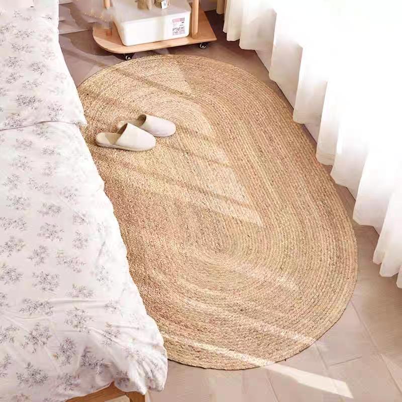 Ovale Runde Teppiche aus Naturrattan für Wohnzimmer Schlafzimmer Japanischer Stil Strohteppiche Binsen Gras Bodenmatten Handgewebte Heimdekoration
