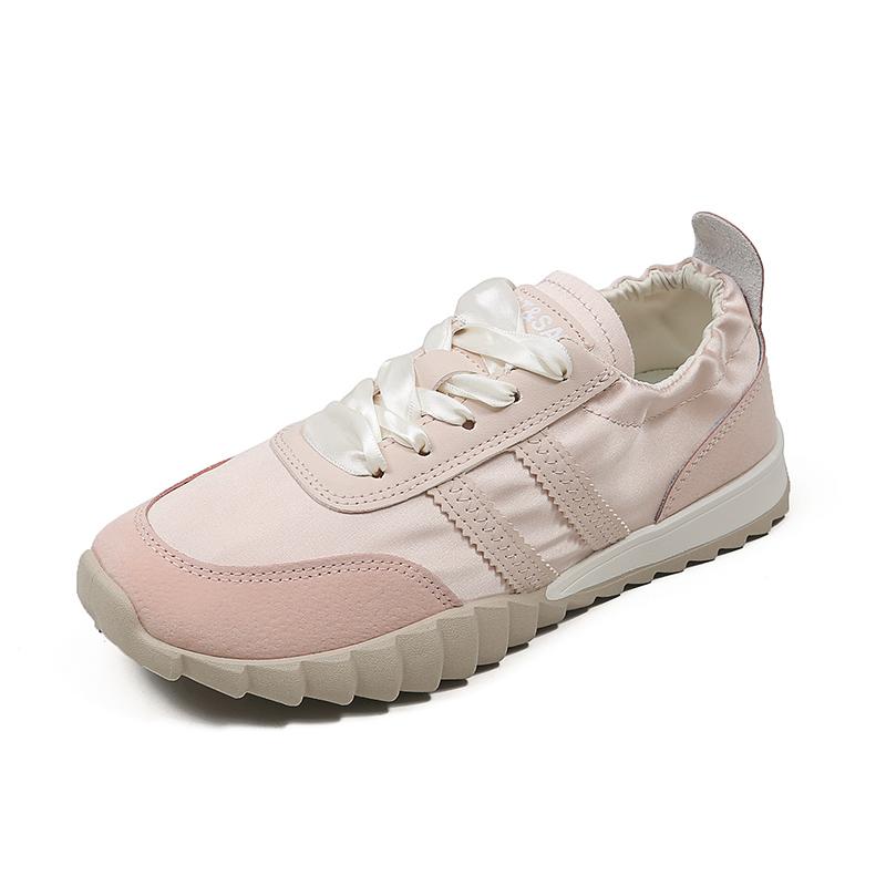 Frühling Neue Satin Allround-Joggingschuhe für Damen Weiche Sohle Rutschfest Vintage Passende Farbe Schuhe