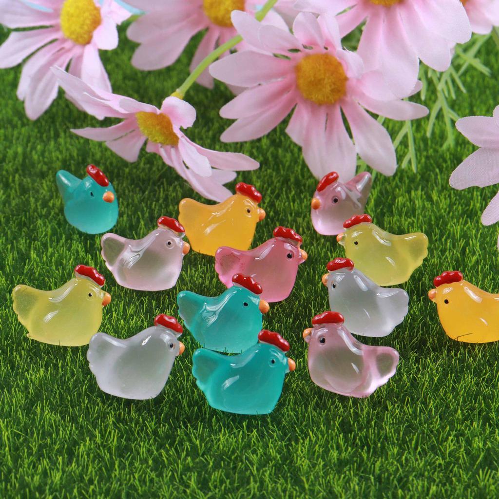 Resin Mini Luminous Animal Figurines - DIY Cartoon Toys for Micro Landscapes, Ideal Children's Gift