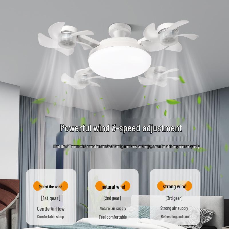 Integrated LED Ceiling Fan Light with E27 Screw for Restaurants and Homes