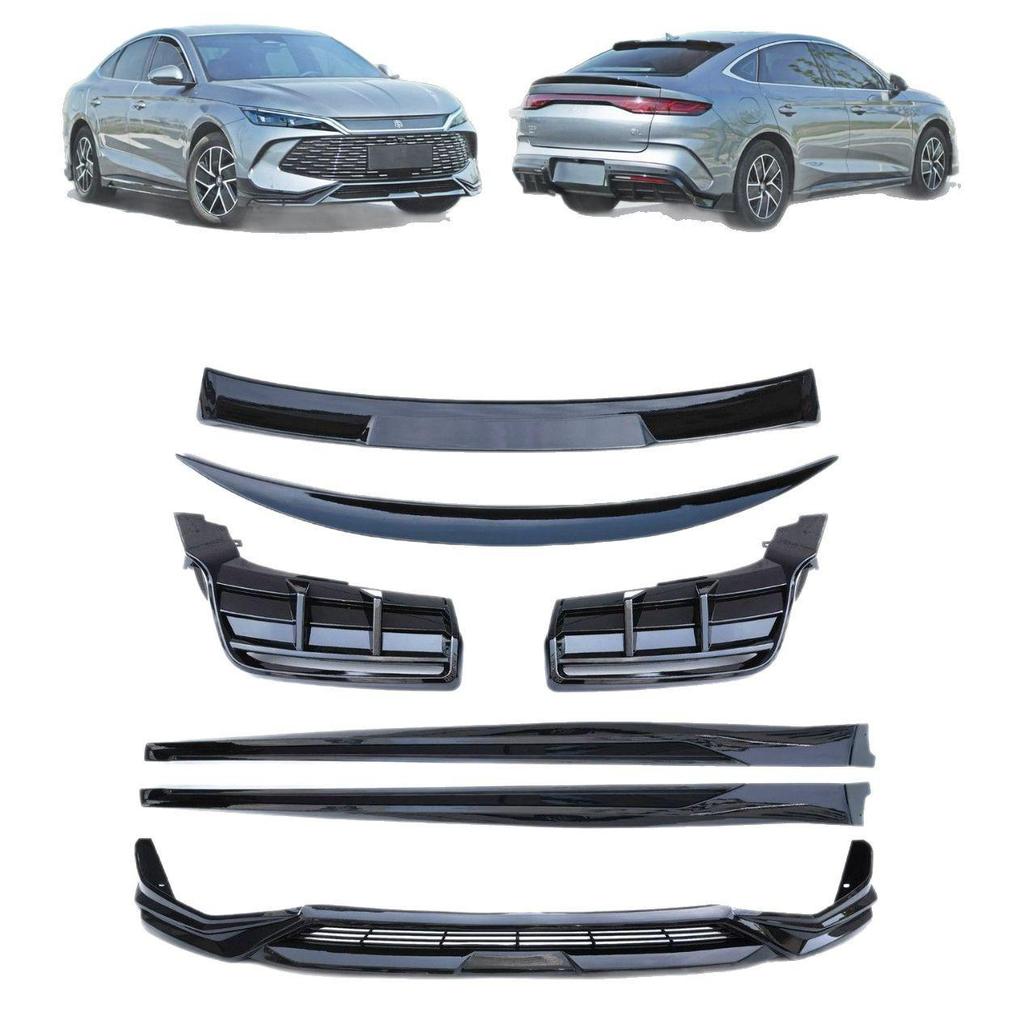 BYD Qin L DMi 24 Body Kit: Side Skirts, Front Bumper, Rear Bumper, Rear and Roof Spoilers.