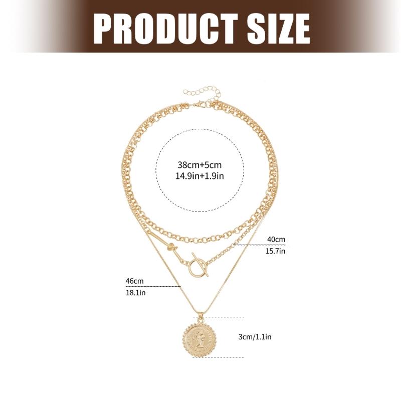 Old School Coin Necklace With Motivational Portrait Pendant Alloy Collarbone Chain For Casual And Creative Gatherings