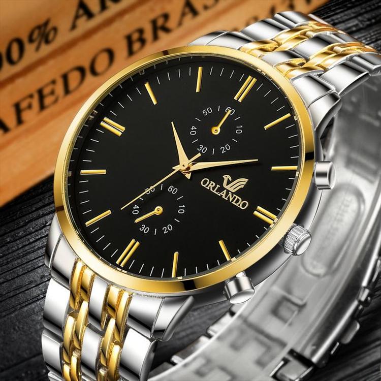 Fashion Men Watches Quartz Watch Men's Silver Gold Plated Stainless Steel Wristwatch