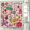 Cartoon Shower Curtain London Red Bus Flowers Cute Car Kids Bath Curtains Creative Pattern Polyester Fabric Home Bathroom Decor