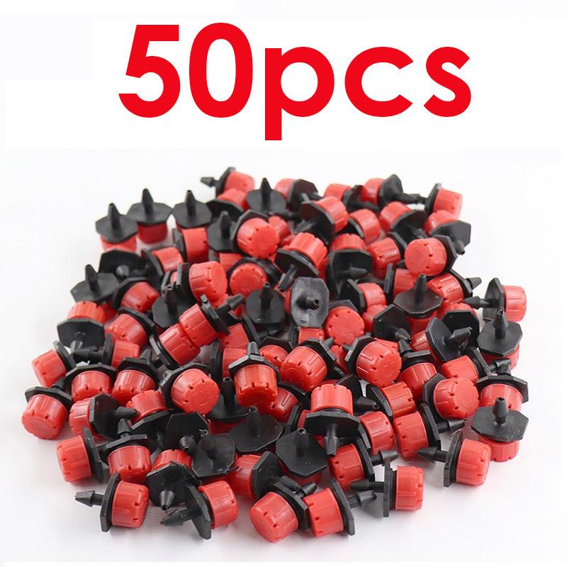 

100 шт. Kalolary 1/4 дюйма Регулируемые дождеватели для капельного полива - Защищенные от засорения капельницы-эмиттеры 4/7 мм, с цветовой кодировкой, красный и черный f