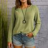 Women's Solid Color Casual Top Round Neck Long Sleeved Loose Pullover Top