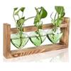 Minimalist Transparent Heart Shaped Glass Vase Wooden Stand Elegant Hydroponic Vase Colorful Flower Container Home Decoration