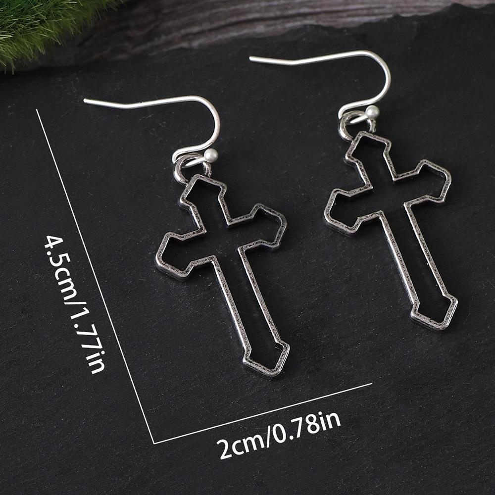 Fashion Exaggerated Hollow Cross Ins Trend Retro Punk Style Earrings