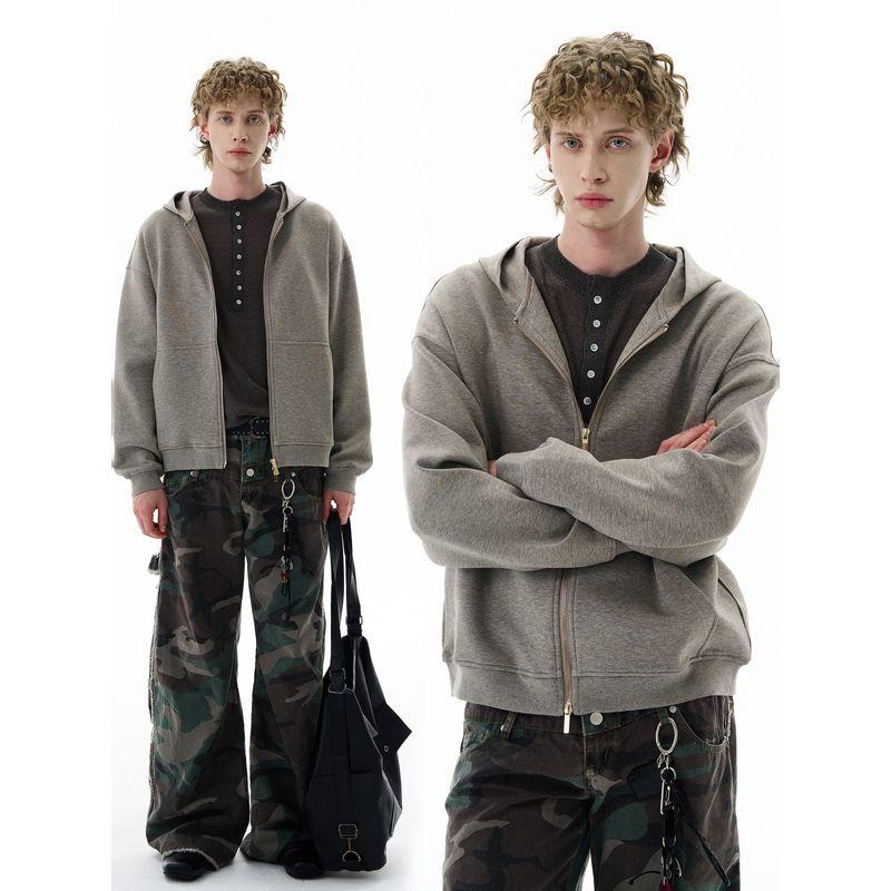 Kisko Autumn and Winter American-Style Cleanfit Commuter Casual Hooded Sweatshirt for Men and Women Casual Short Wide Cardigan Jacket