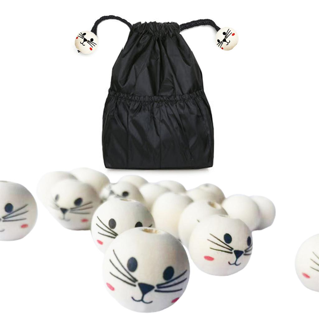 50 Stück Holzkugeln mit Loch für DIY Deko Basteln Naturholzperlen zum Basteln Holzperlen mit Gesicht Lächeln Holzperlen