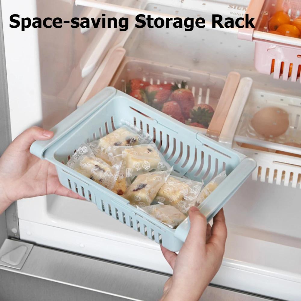 Refrigerator Storage Basket Pull Out Type Draining Baskets Scalable Egg Storage Organizer Box Living Room Kitchen Storage Boxes