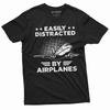 Lustiges T-Shirt leicht abgelenkt von Flugzeugen Piloten Geschenk Flugzeuge Ingenieur T-Shirt