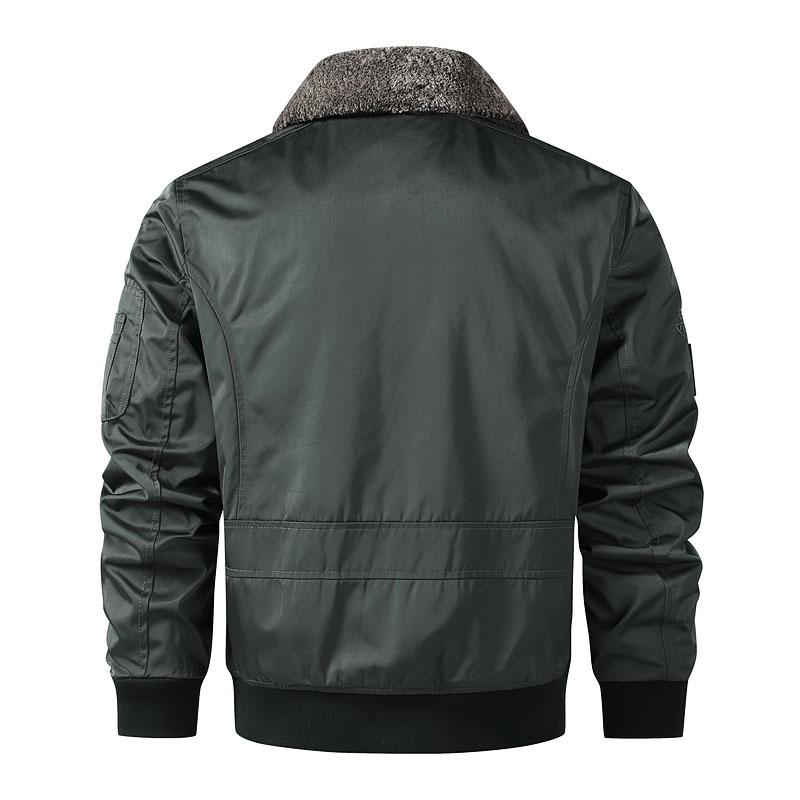 Military Air Force Flight Jacket Men's Tactical Bomber Jacket Fur Collar Army Combat Jacket Pockets Zipper Cargo Jacket Men