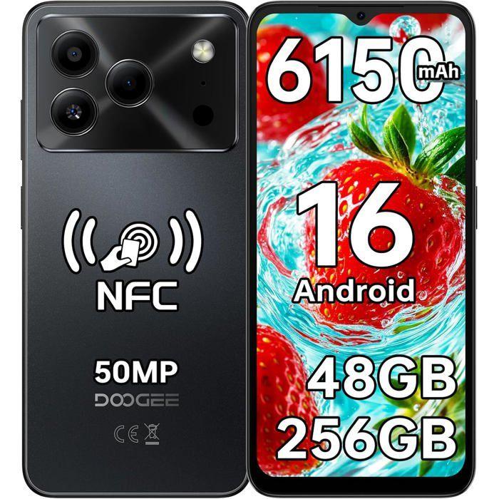 DOOGEE Note56 Plus Telephone Portable 48Go+256Go/2TB 6.56 6150mAh Android 16 50MP Étanche Smartphone 4G Dual SIM/NFC/OTG Noir noir