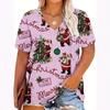 XL-7XL Plus Size Women's V-neck Loose Short Sleeved Casual Top Covered with Christmas Tree Print T-Shirt