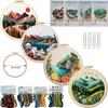 1set Spring/Summer Mountain and Sea Series Embroidery DIY Material Kit, Including Tools, Suitable for Beginners. Hand Embroidery Fabric Materials.