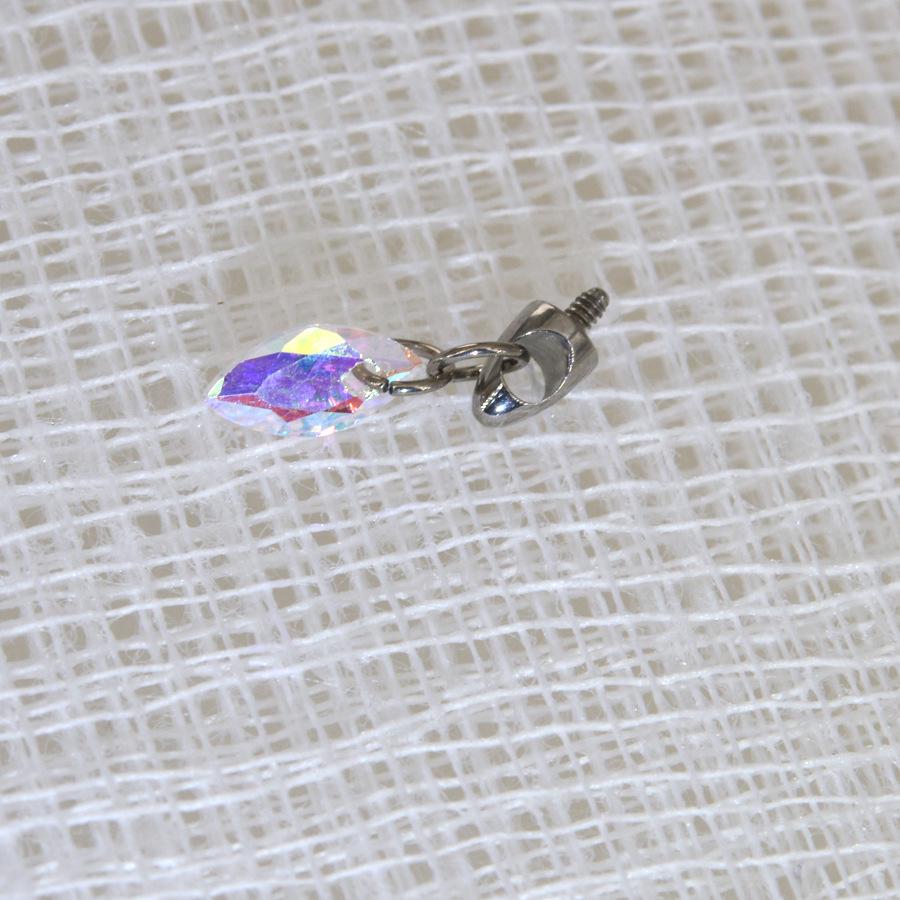 F136 Titanium Teardrop Bullet Head Lip Stud with Crystal Zircon Pendant for Ear Cartilage Piercing