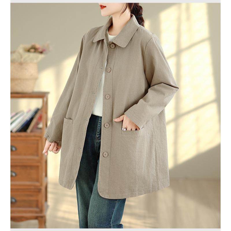 DIMANAF 2025 New Autumn Winter Women Plus Size Coats Jackets Cotton Loose Casual Lady Outerwear Trench