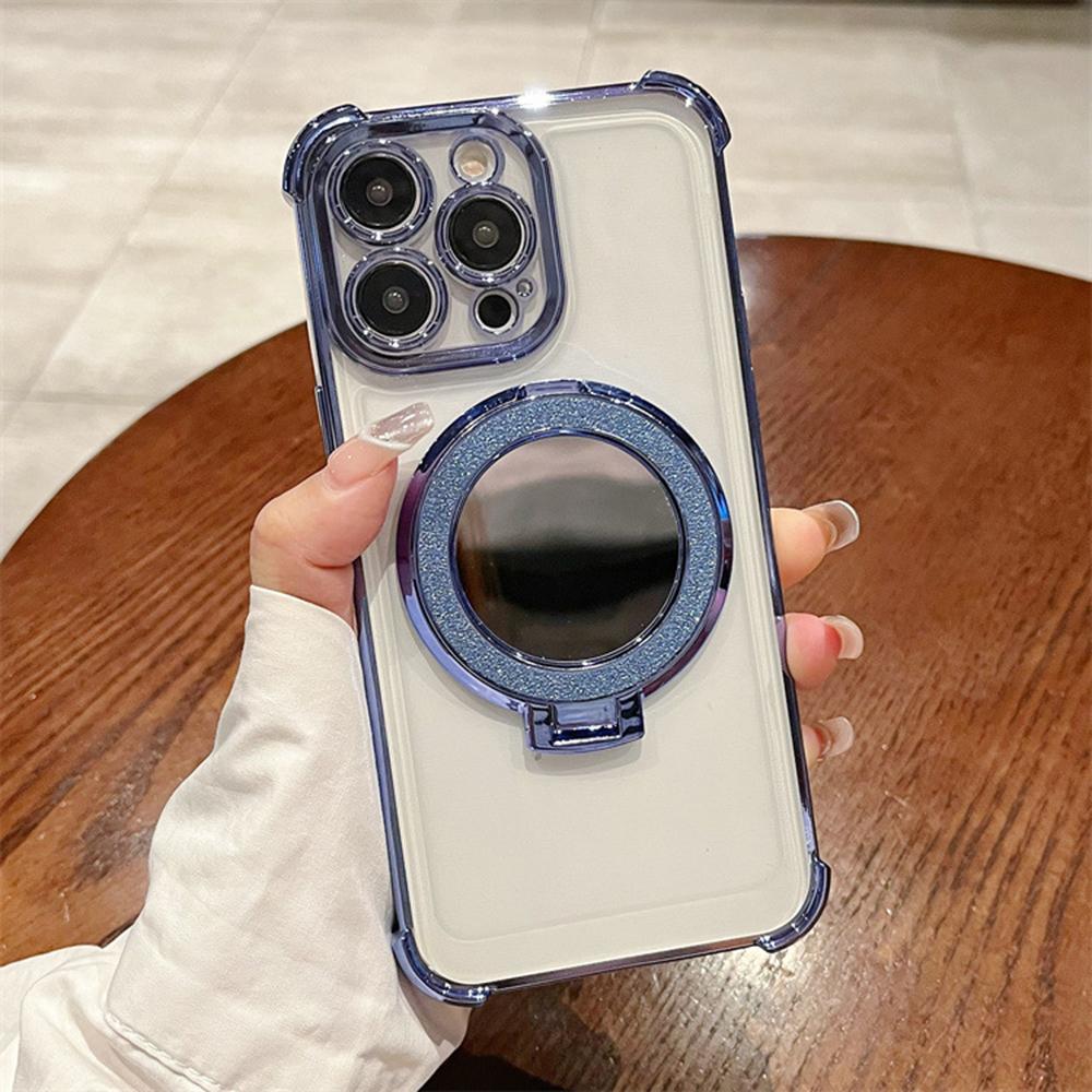 Επιμεταλλωμένος Καθρέφτης Θήκη Στήριγμα Μαλακή Σιλικόνη Τέσσερις Γωνίες Αερόσακος Αντικραδασμική Προστατευτική Θήκη για Samsung Xiaomi Poco Redmi