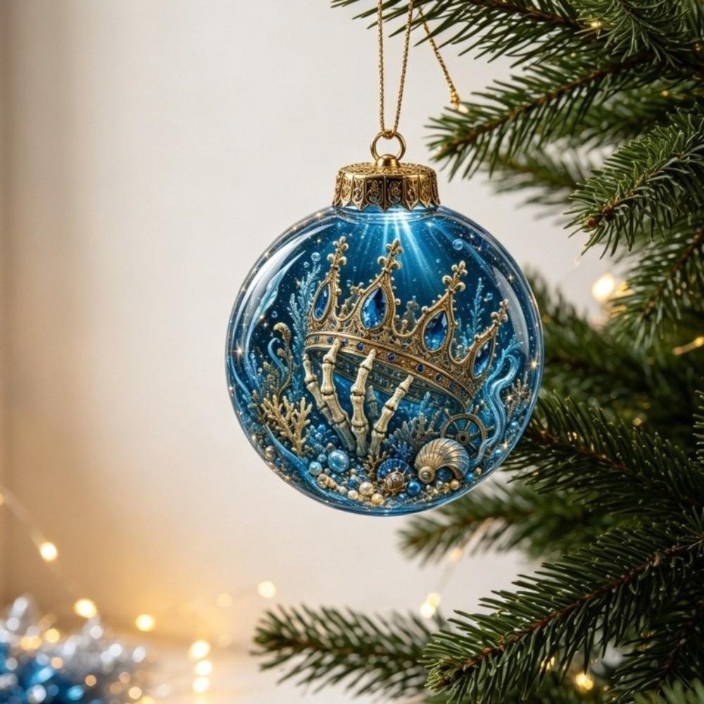 Skeleton Design Luminous Crystal Ball Pendant Christmas Ball Ornament Festival Atmosphere