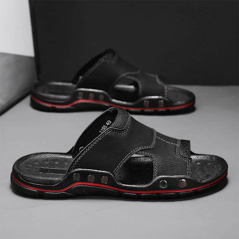 Fashion Men's New Beach Slippers Flat Bottomed Outdoor Walking Breathable Home Indoor Non Slip Bedroom Summer Casual Slippers 38-48