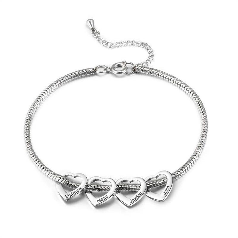 Women's Personalized Adjustable Anklet Bracelet, Stainless Steel Heart-shaped Love DIY Name Anklet, Women's Jewelry