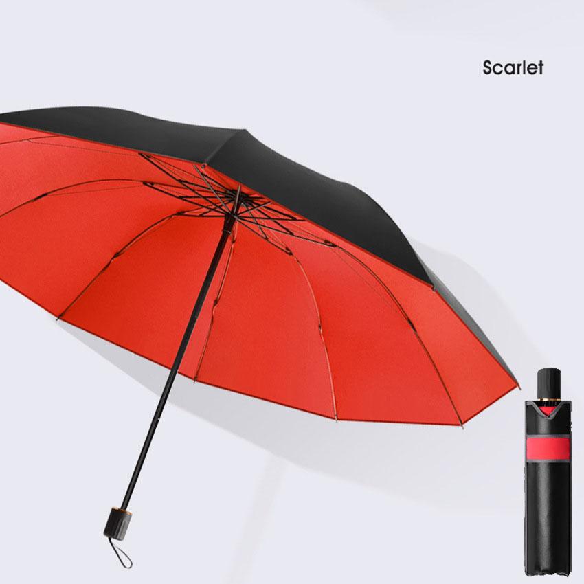 Triple fold folding umbrella, windproof reinforced thick business umbrella for both men and women, dual-use umbrella for rainy a